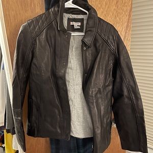 NWOT. Black leather Carbon2Cobalt Sloane jacket